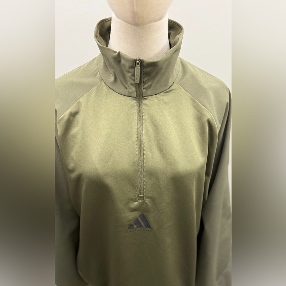 Adidas Women’s Basketball Half Zip Jacket Olive Green Size M New With Tags - Picture 3 of 11